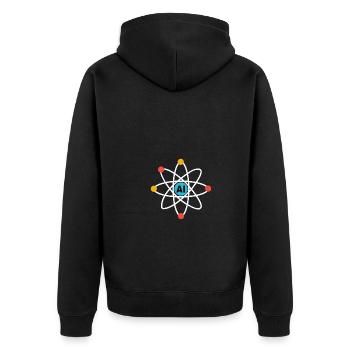 AI Atom - Unisex Premium Bio Zip Hoodie - Schwarz - Hinten - Nico (187cm)