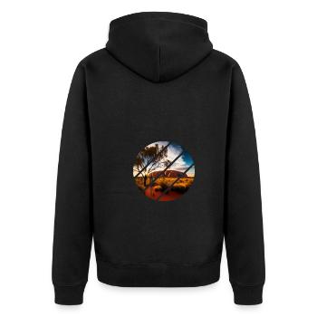 Uluru Australia Ayers Rock Aborigine - Unisex Premium Organic Zip Hoodie - black - Back - Nico (187cm)