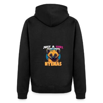 Just a Girl who loves Hyenas - Unisex Premium Bio Zip Hoodie - Schwarz - Hinten - Nico (187cm)