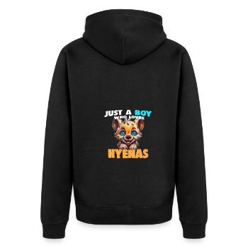 Just a Boy who loves Hyenas - Unisex Premium Bio Zip Hoodie - Schwarz - Hinten - Nico (187cm)