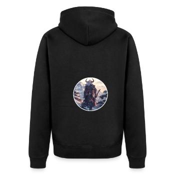 Samurai in snowy landscape - Unisex Premium Organic Zip Hoodie - black - Back - Nico (187cm)