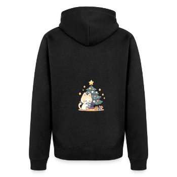 Cat Chritmas tree - Unisex Premium Organic Zip Hoodie - black - Back - Nico (187cm)