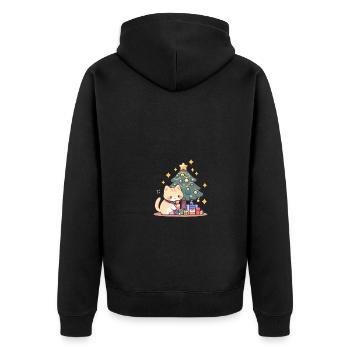 Cat Chritmas tree - Unisex Premium Organic Zip Hoodie - black - Back - Nico (187cm)