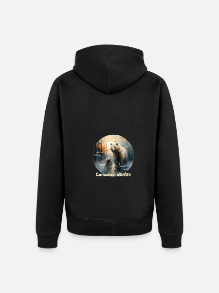 Faune canadienne d’époque - Veste à capuche bio Premium Unisexe - noir