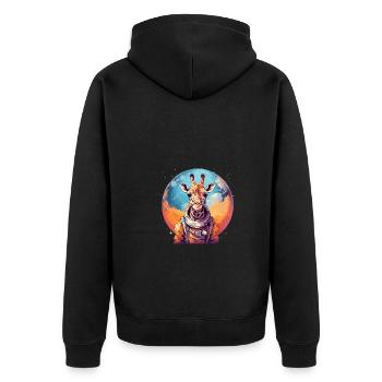 Giraffe - Unisex Premium Bio Zip Hoodie - Schwarz - Hinten - Nico (187cm)