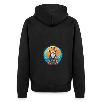 Giraffe - Unisex Premium Bio Zip Hoodie - Schwarz - Hinten - Nico (187cm)