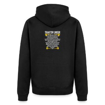 Traktor Bauer Evolution Landwirt Gülle Mann Jungs - Unisex Premium Bio Zip Hoodie - Schwarz - Hinten - Nico (187cm)