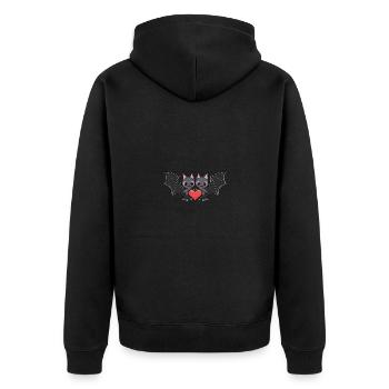 Fledermaus Paar Valentinstag - Unisex Premium Bio Zip Hoodie - Schwarz - Hinten - Nico (187cm)