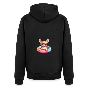 Chihuahua Hund Comic Cool - Unisex Premium Bio Zip Hoodie - Schwarz - Hinten - Nico (187cm)