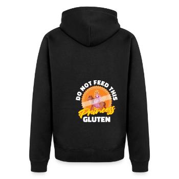 Glutenfrei Prinzessin - Unisex Premium Bio Zip Hoodie - Schwarz - Hinten - Nico (187cm)