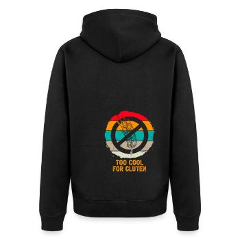 Glutenfrei - Unisex Premium Bio Zip Hoodie - Schwarz - Hinten - Nico (187cm)