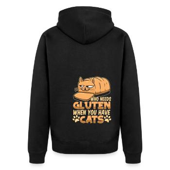 Gluten Free Cat - Unisex Premium Organic Zip Hoodie - black - Back - Nico (187cm)