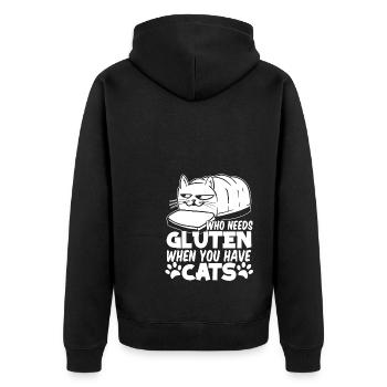 Gluten Free Cat - Unisex Premium Organic Zip Hoodie - black - Back - Nico (187cm)