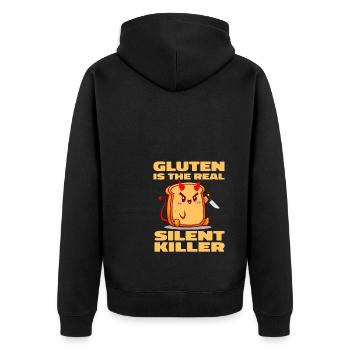 Glutenfrei Witzig - Unisex Premium Bio Zip Hoodie - Schwarz - Hinten - Nico (187cm)
