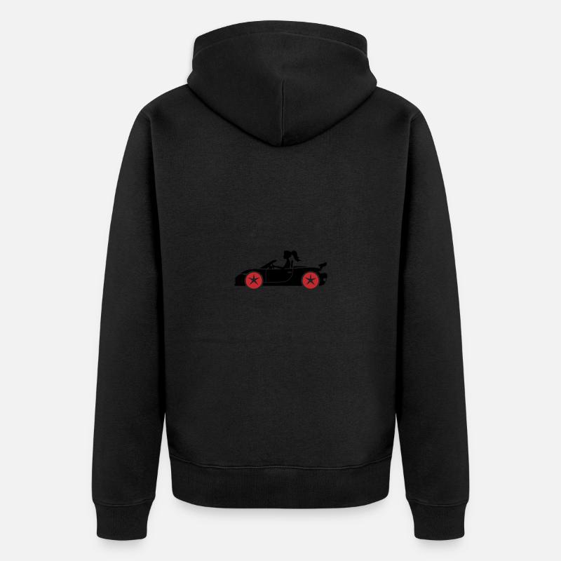 Frau Auto Cabrio - Unisex Premium Bio Zip Hoodie - Schwarz
