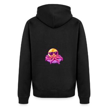 Qualle Comic Cool - Unisex Premium Bio Zip Hoodie - Schwarz - Hinten - Nico (187cm)