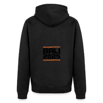 Bali 2025 Urlaub - Unisex Premium Bio Zip Hoodie - Schwarz - Hinten - Nico (187cm)