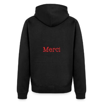 VIELEN DANK. DANKE. VIELEN DANK. JAHRESTAG. GEBURT. - Unisex Premium Bio Zip Hoodie - Schwarz - Hinten - Nico (187cm)