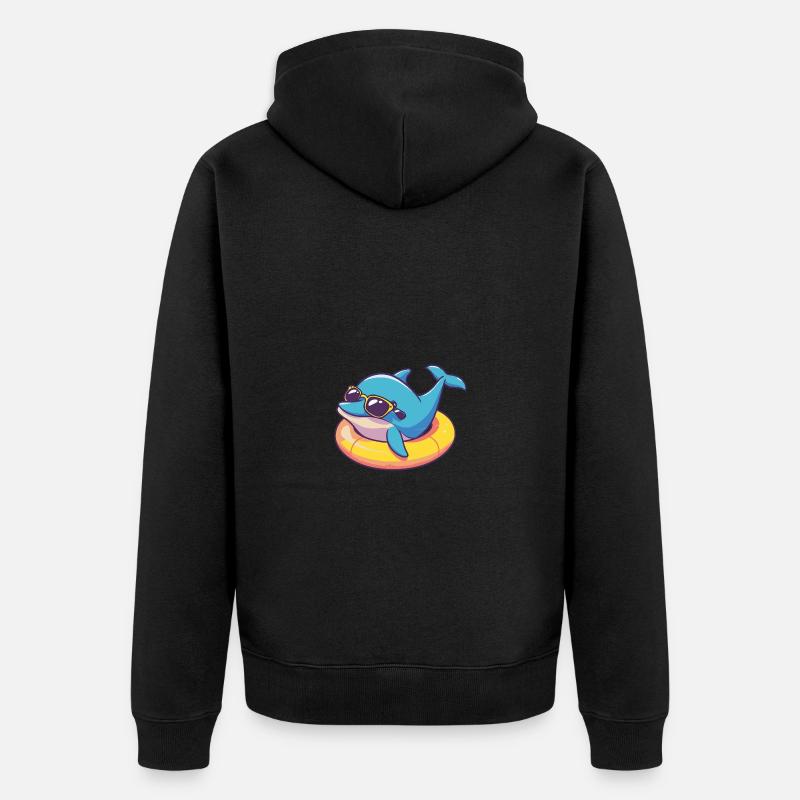 Dauphin Bande Dessinée Cool - Veste à capuche bio Premium Unisexe - noir