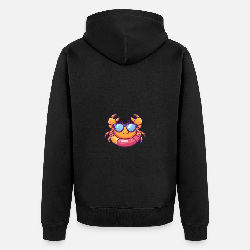 Krebs Krabbe Comic Cool - Unisex Premium Bio Zip Hoodie - Schwarz
