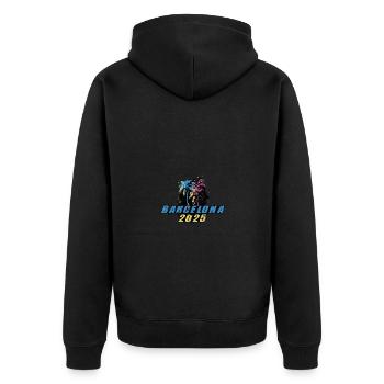 Barcelone 2025 Vacances Palmiers Colorés - Veste à capuche bio Premium Unisexe - noir - Dos - Nico (187cm)
