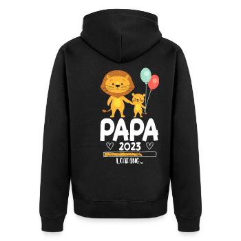 Papa 2023 Chargement - Veste à capuche bio Premium Unisexe - noir - Dos - Nico (187cm)