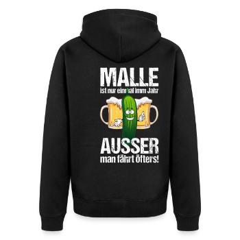 Malle Gurke Spruch saufen Geschenk - Unisex Premium Bio Zip Hoodie - Schwarz - Hinten - Nico (187cm)