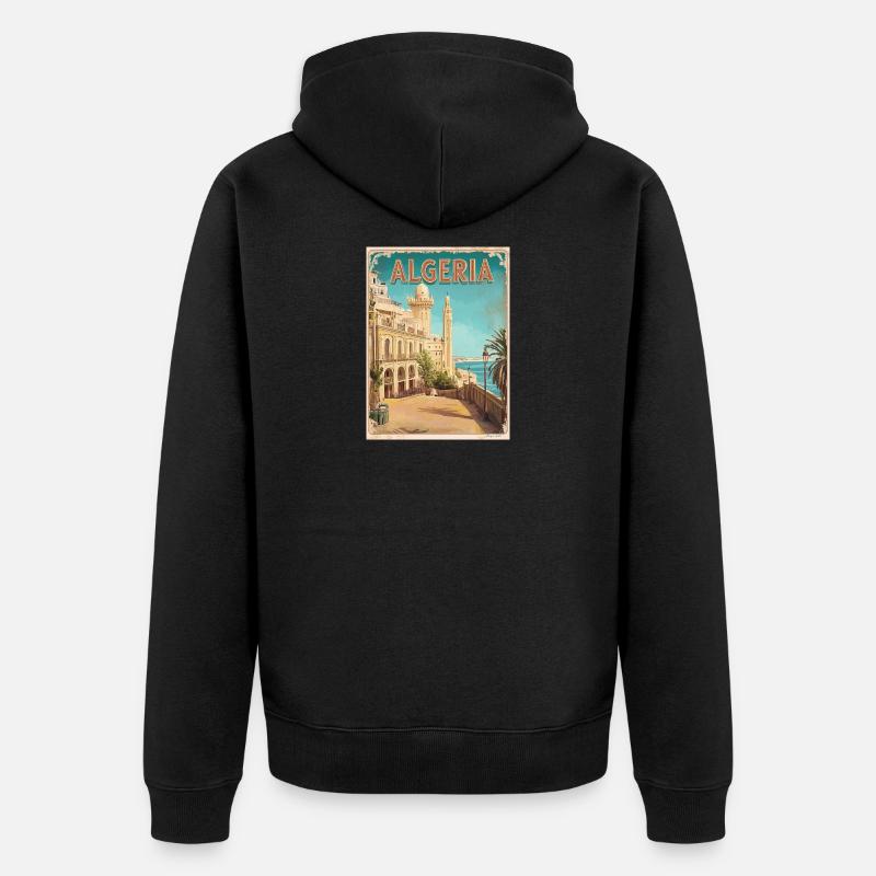 Algerien Küste Historischer Blick - Unisex Premium Bio Zip Hoodie - Schwarz