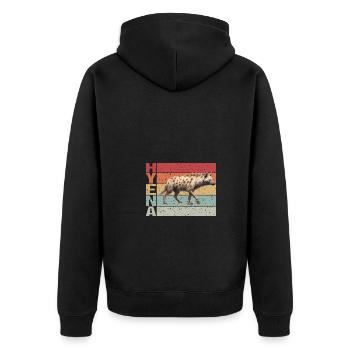 Hyäne Retro style - Unisex Premium Bio Zip Hoodie - Schwarz - Hinten - Nico (187cm)