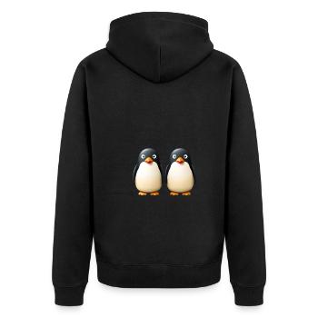 2 funny Penguins - Unisex Premium Bio Zip Hoodie - Schwarz - Hinten - Nico (187cm)