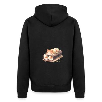 Chat à sushi - Veste à capuche bio Premium Unisexe - noir - Dos - Nico (187cm)