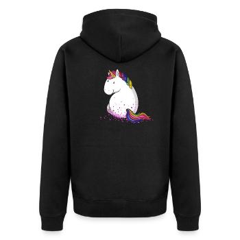 Confetti unicorn comic - Unisex Premium Organic Zip Hoodie - black - Back - Nico (187cm)