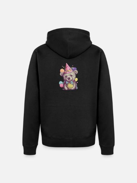 Party Bear - Unisex Premium Organic Zip Hoodie - black