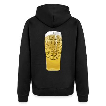 I NEED HUG E GLASS OF BEER - Unisex Premium Bio Zip Hoodie - Schwarz - Hinten - Nico (187cm)
