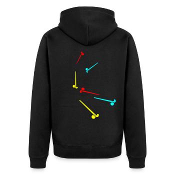 Feldhockey symbol Icon - Unisex Premium Bio Zip Hoodie - Schwarz - Hinten - Nico (187cm)
