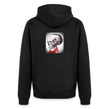 Blutiger Schädel Skizze - Unisex Premium Bio Zip Hoodie - Schwarz - Hinten - Nico (187cm)