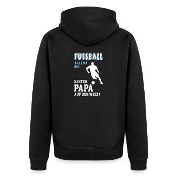 Fussballer Papa Fussball Bester Vater Geburtstag - Unisex Premium Bio Zip Hoodie - Schwarz - Hinten - Nico (187cm)