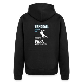 Handballer Papa Handball Bester Vater Geburtstag - Unisex Premium Bio Zip Hoodie - Schwarz - Hinten - Nico (187cm)