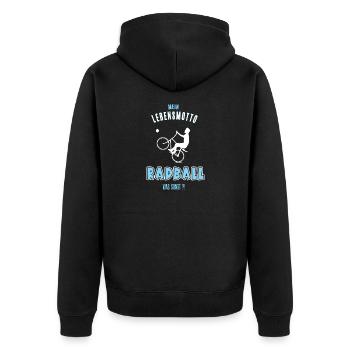 Radball Radballer Radballfan Radballspiel Fußball - Unisex Premium Bio Zip Hoodie - Schwarz - Hinten - Nico (187cm)