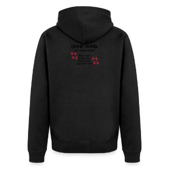 ohne hund ist alles doof 002 - Unisex Premium Bio Zip Hoodie - Schwarz - Hinten - Nico (187cm)