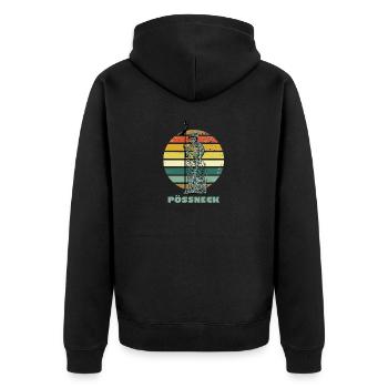 Ostthüringen Merch - Pößneck Marktbornmann - Unisex Premium Bio Zip Hoodie - Schwarz - Hinten - Nico (187cm)