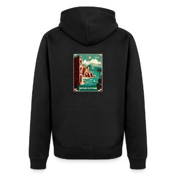 Vintage Clothing Coast - Unisex Premium Bio Zip Hoodie - Schwarz - Hinten - Nico (187cm)