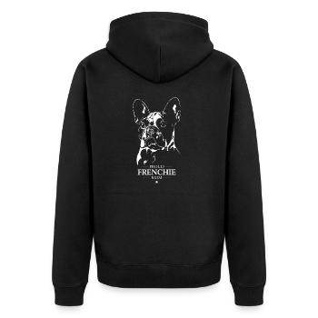 Frenchie Mom Hunde Hund French Bulldog Wilsigns - Unisex Premium Bio Zip Hoodie - Schwarz - Hinten - Nico (187cm)