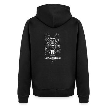 German Shepherd Mom Hunde Hund Wilsigns - Unisex Premium Bio Zip Hoodie - Schwarz - Hinten - Nico (187cm)