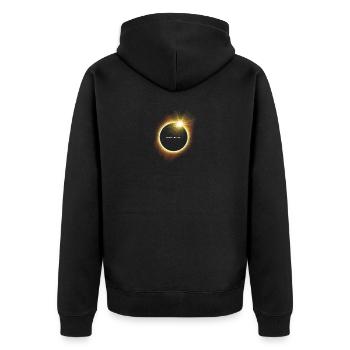 Totale Sonnenfinsternis - Montag, 8. April 2024 - Unisex Premium Bio Zip Hoodie - Schwarz - Hinten - Nico (187cm)