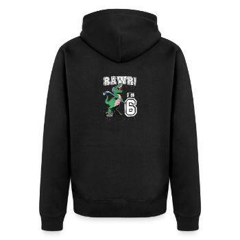 Rawr I'm 6 6th Birthday Party T Rex Dinosaurier - Unisex Premium Bio Zip Hoodie - Schwarz - Hinten - Nico (187cm)
