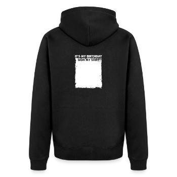 Sign my Shirt Birthday Groovy Party Ice Breaker - Unisex Premium Bio Zip Hoodie - Schwarz - Hinten - Nico (187cm)