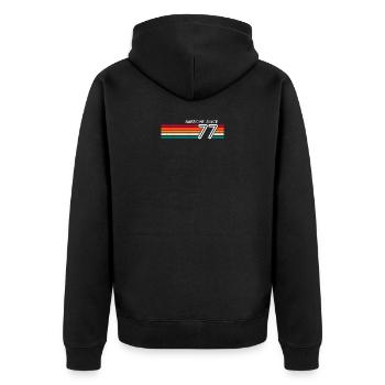 Genial seit 1977 Geschenke zum 46. Geburtstag 46 Jahre - Unisex Premium Bio Zip Hoodie - Schwarz - Hinten - Nico (187cm)
