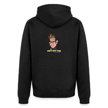 Man hat das, König Charles III. - God Save The - Unisex Premium Bio Zip Hoodie - Schwarz - Hinten - Nico (187cm)