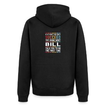 Rechnungsname Personalisierter lustiger Geburtstag Weihnachten - Unisex Premium Bio Zip Hoodie - Schwarz - Hinten - Nico (187cm)